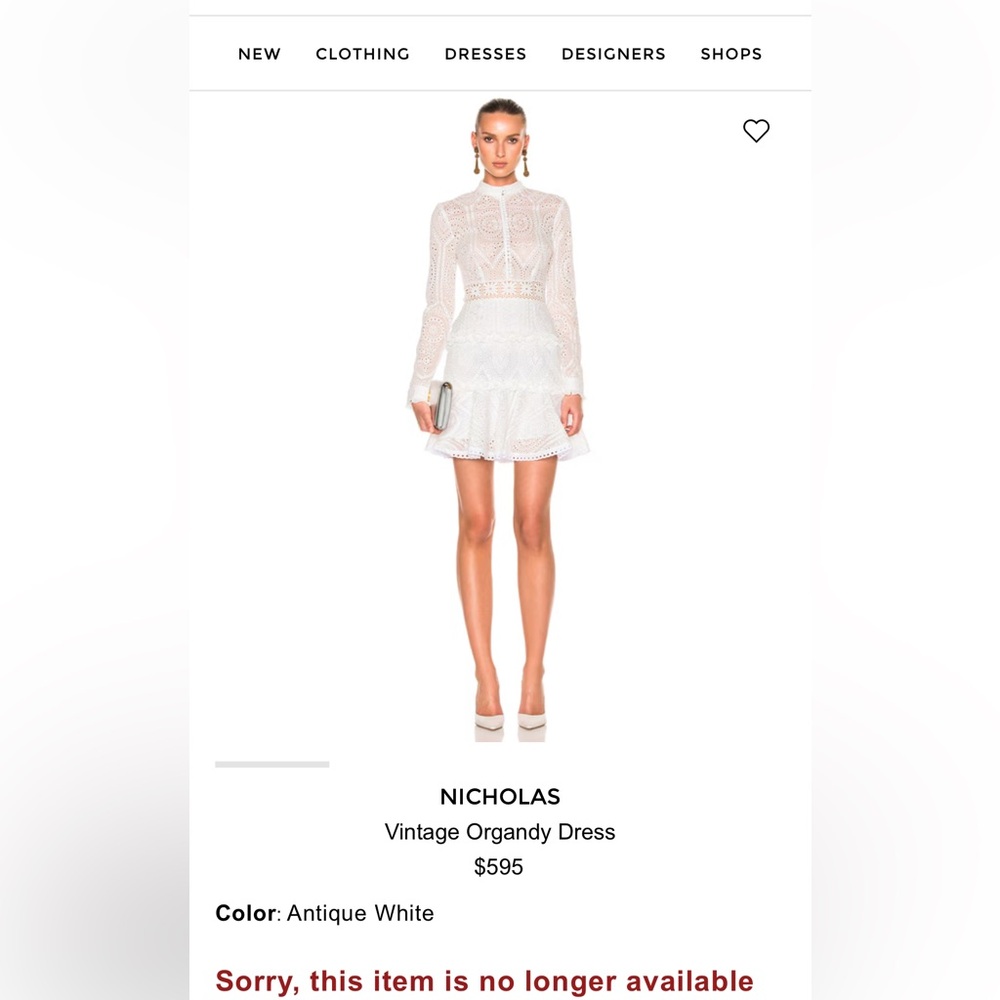 Nicholas White Eyelet Lace Dress
